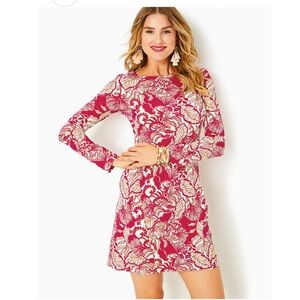 NEW LILLY PULITZER MADDOX UPF 50+ DRESS, POINSETTIA RED ISLAND VIBES SIZE XL